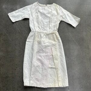 Vintage 80s Union Made Structured Size XS Embroidered Dress
